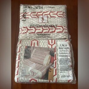 Vintage 70s Yves Saint Laurent Full Size Sheets Set of Fitted and Flat Sheets